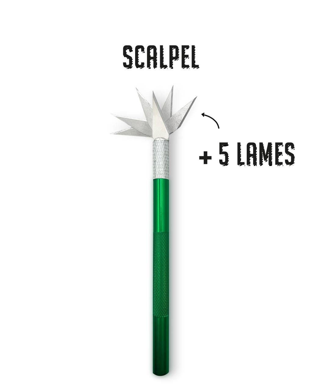 Scalpel pour découpe de compléments capillaires avec 5 lames