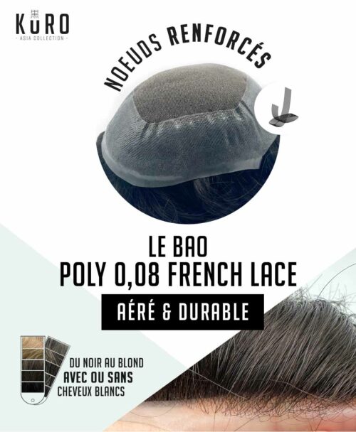 complement capillaire mixte polyuréthane et french lace cheveux naturels